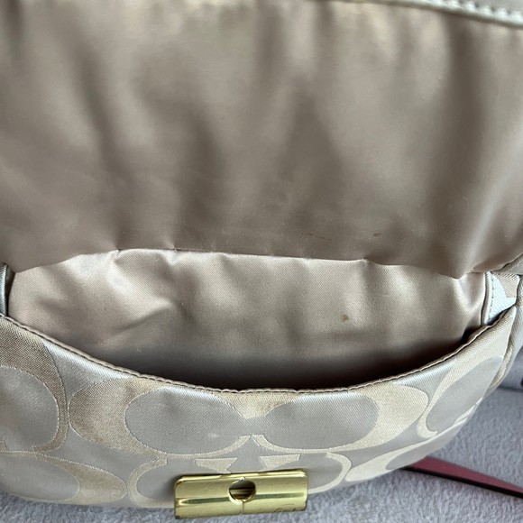 COACH Kristin Signature Large Hobo Tan Jacquard Pink Leather 2 Way Bag - Picture 6 of 11